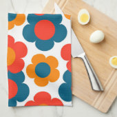 レッドオレンジブルー熱帯フローラ植物夏 キッチンタオル (四つ折り)