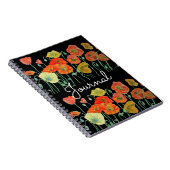 レッドオレンジポピーポピーズフローラウォーターカラージャーナル ノートブック (右側)