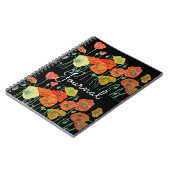 レッドオレンジポピーポピーズフローラウォーターカラージャーナル ノートブック (左側)