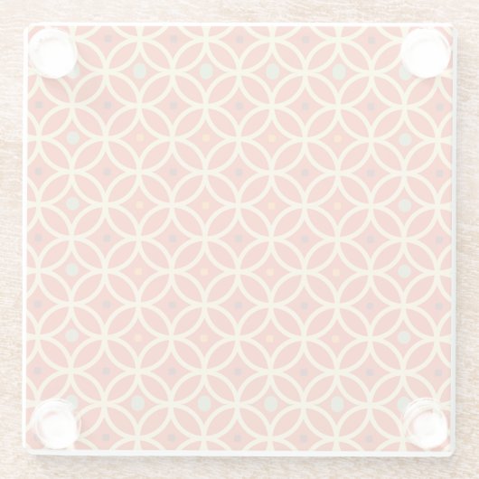 レッドオレンジ中世紀幾何モダンパターン ガラスコースター (裏面)