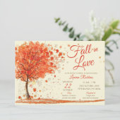 レッドオレンジ秋インラブ秋ツリーブライダルシャワー 招待状 (スタンド正面)
