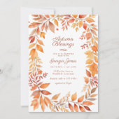 レッドオレンジ秋リーフ秋恵みベビーシャワー 招待状 (正面)