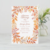レッドオレンジ秋リーフ秋恵みベビーシャワー 招待状 (スタンド正面)
