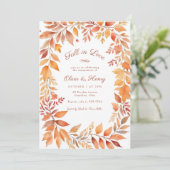 レッドオレンジ紅葉秋インラブ婚約 招待状 (スタンド正面)