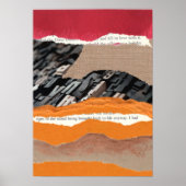 レッドオレンジ色のグラフィックコラージュの壁アートポスター ポスター (正面)