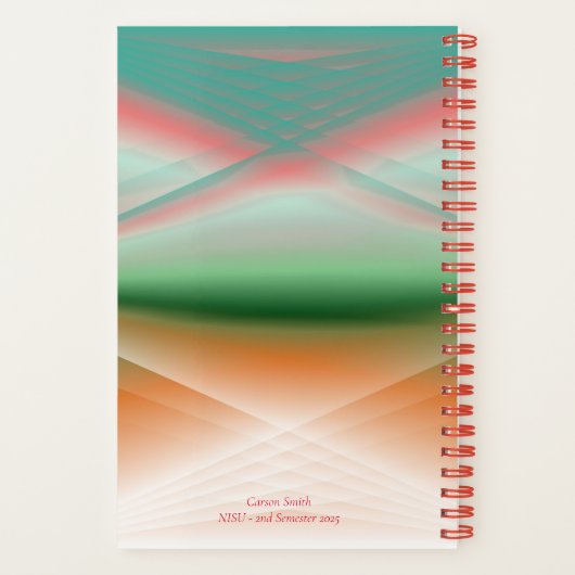 レッドオレンジ&グリーン抽象芸術アートノートブック ノートブック (裏面)