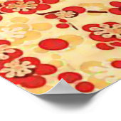 レッドオンイエロー桜素晴らしヴィンテージ日本のフローラ ポスター (角)