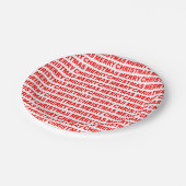 レッドオンホワイトクリスマスタイポグラフィ紙プレート ペーパープレート (アングル)