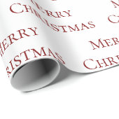 レッドオンホワイトメリークリスマス引用文 ラッピングペーパー (ロールコーナー)