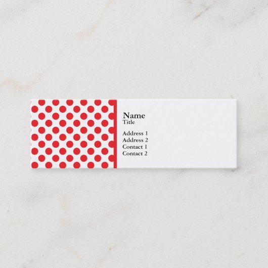 レッドオンホワイト水玉模様 スキニー名刺 (正面)