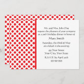 レッドオンホワイト水玉模様 招待状 (正面/裏面)