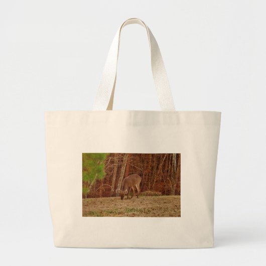 レッドオークカモフラージスタグバック食べ物を与えディアーズ ラージトートバッグ (正面)