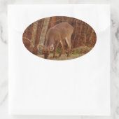 レッドオークカモフラージスタグバック食べ物を与えディアーズ 楕円形シール (バッグ)