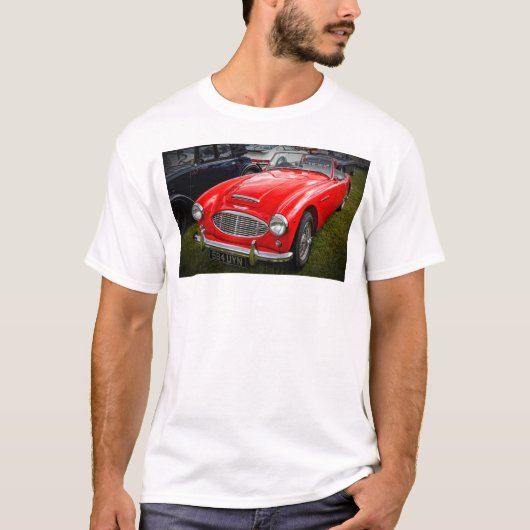 レッドオースティンヒーリー3000クラシックスポーツカー Tシャツ (正面)