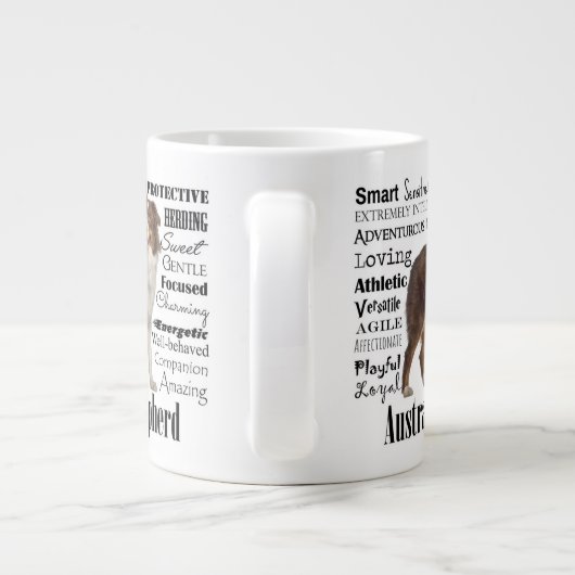 レッドオーストラリアの羊飼いの特徴 ジャンボコーヒーマグカップ (裏面)