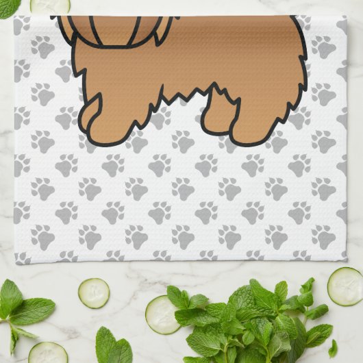 レッドオーストラリアテリアかわいい漫画の犬 キッチンタオル (折り畳み)