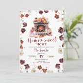 レッドオータムワイルドフラワーホームスウィートホーム引っ越し祝いパーティー 招待状 (スタンド正面)