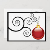 レッドオーナメントクリスマスクリスマスホリデイ シーズンポストカード (正面/裏面)