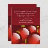 レッドオーナメントクリスマスディナーパーティの招待状 招待状 (正面/裏面)