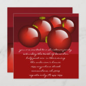 レッドオーナメントクリスマスディナーパーティの招待状 招待状 (正面/裏面)