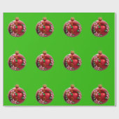 レッドオーナメントグリーンラッピング紙 ラッピングペーパー (フラット)