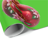 レッドオーナメントグリーンラッピング紙 ラッピングペーパー (ロールコーナー)