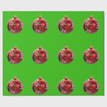 レッドオーナメントグリーンラッピング紙