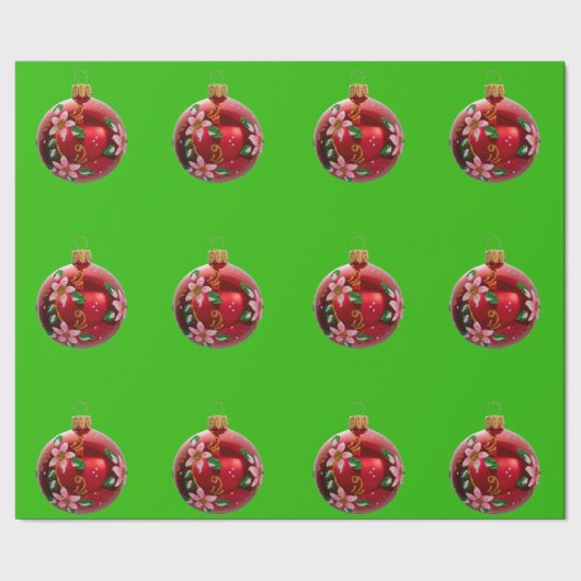 レッドオーナメントグリーンラッピング紙 ラッピングペーパー (シーム)