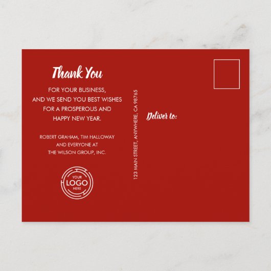 レッドオーナメントズビジネスホリディハガキ シーズンポストカード (裏面)