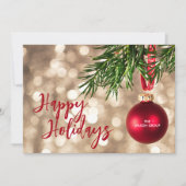 レッドオーナメントビジネスハッピーホリデーズサンキュー シーズンカード (正面)