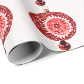 レッドオーナメントホワイトラッピング紙 ラッピングペーパー (ロールコーナー)