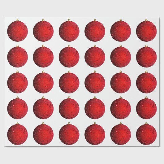 レッドオーナメントホワイトラッピング紙 ラッピングペーパー (フラット)