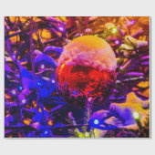 レッドオーナメントボール、スノーキャップ ラッピングペーパー (フラット)