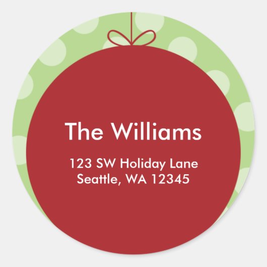 レッドオーナメント水玉模様クリスマス住所 シール (正面)