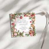 レッドオーナメント縁どグリースクエアオープンハウス 招待状