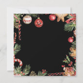 レッドオーナメント縁どグリースクエアオープンハウス 招待状 (裏面)