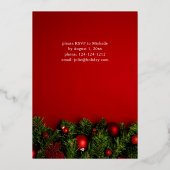 レッドオーナメント&ガーランドホリデイ 箔招待状 (裏面)