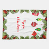 レッドオーナメント クリスマス キッチン レトロ ホリデー キッチンタオル (横)