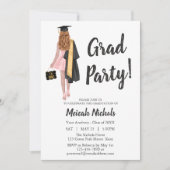 レッドオーバーンヘアエクセシレーションカレッジユニガールトレンディー 招待状 (正面)