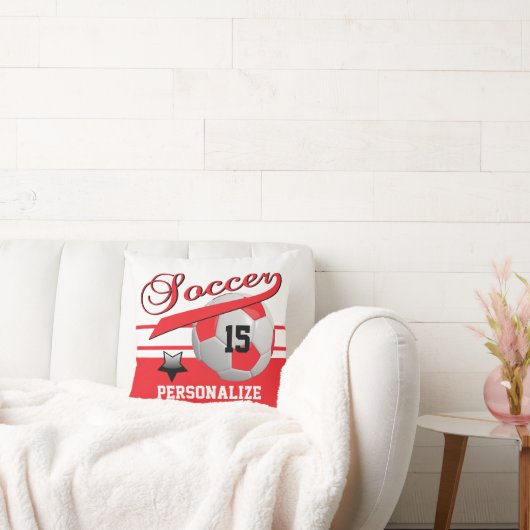 レッドオールスターサッカーボール | DIY名と番号 クッション (ソファ)