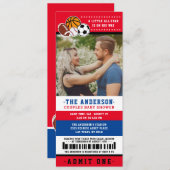 レッドオールスタースポーツチケットカップルのシャワーフォト 招待状 (正面/裏面)