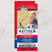 レッドオールスタースポーツチケット誕生日パーティー写真 招待状 (正面/裏面)