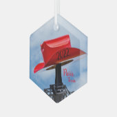 レッドカウボーイハット、パリ、テキサス州オーナメント ガラスオーナメント (正面左)