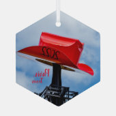 レッドカウボーイハット、パリ、テキサス州オーナメント ガラスオーナメント (裏面)