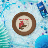 レッドカウボーイブーツウェスタンバースデーパーティー ペーパープレート (パーティー)