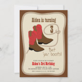 レッドカウボーイブーツウェスタンバースデーパーティー 招待状 (正面)