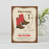 レッドカウボーイブーツウェスタンバースデーパーティー 招待状 (スタンド正面)