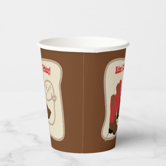 レッドカウボーイブーツウェスタンボーイズバースデーパーティー 紙コップ (右)