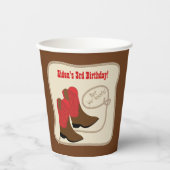 レッドカウボーイブーツウェスタンボーイズバースデーパーティー 紙コップ (正面)