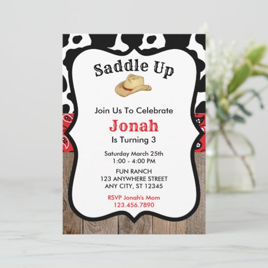 レッドカウボーイロデオ誕生日招待状 招待状 (スタンド正面)